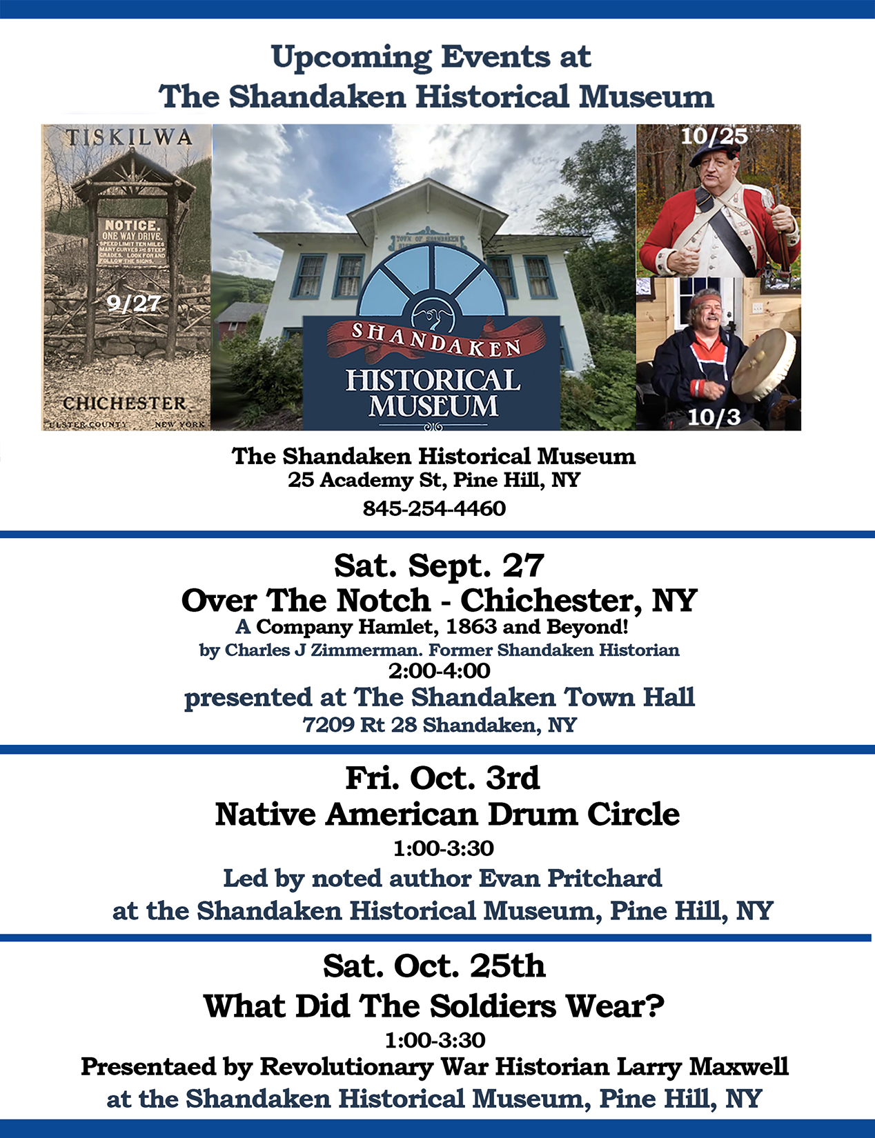 Upcoming Events at teh Shandaken Historical Museum flyer photo